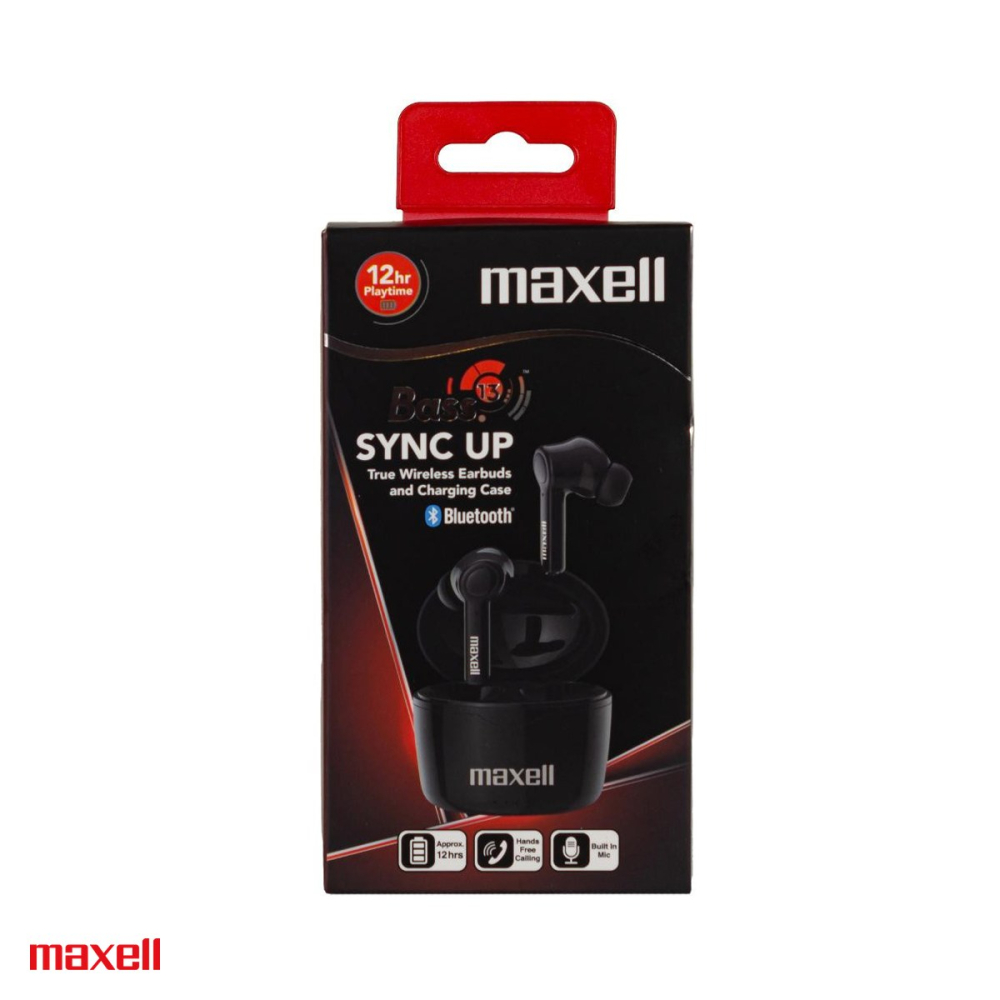 Casti in-ear fara fir Maxell Bass-13 Sync Up, true wireless, Bluetooth, cu microfon si cutie de incarcare, negre [5]