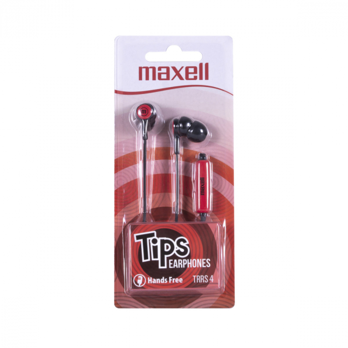 Casti in-ear Maxell Tips cu microfon, conector jack 3.5mm, negre cu rosu [2]