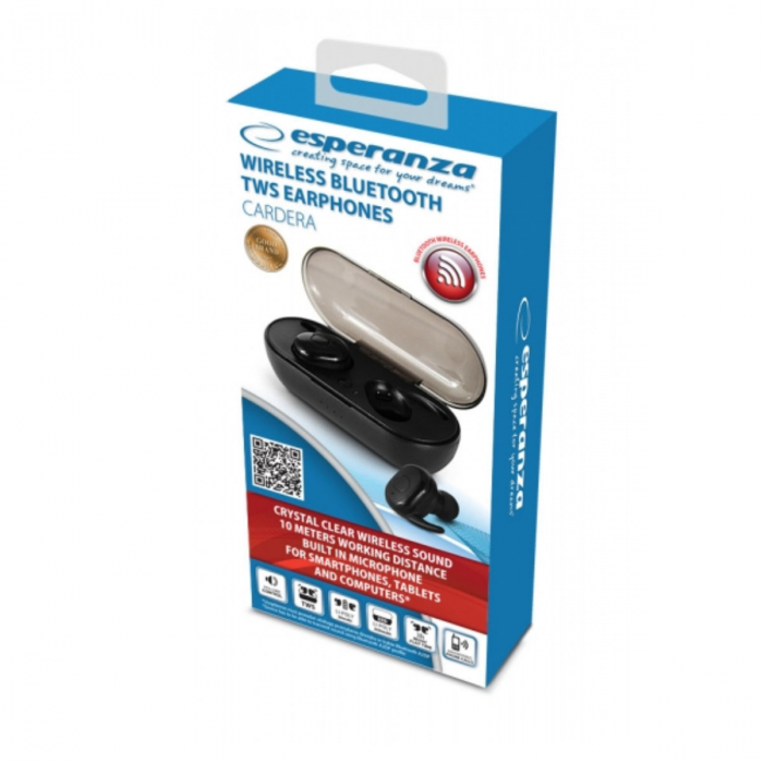 Casti In-Ear wireless, Esperanza Cardera 95826, Bluetooth v.5.0, TWS, cu statie de incarcare, negre [7]