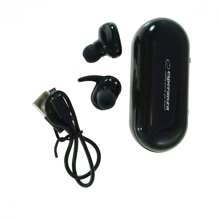 Casti In-Ear wireless, Esperanza Cardera 95826, Bluetooth v.5.0, TWS, cu statie de incarcare, negre [5]
