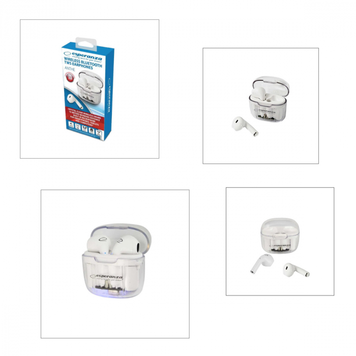 Casti In-Ear wireless TWS, Esperanza Anthe, Bluetooth v.5.3, cu statie de incarcare, 95996, albe [5]