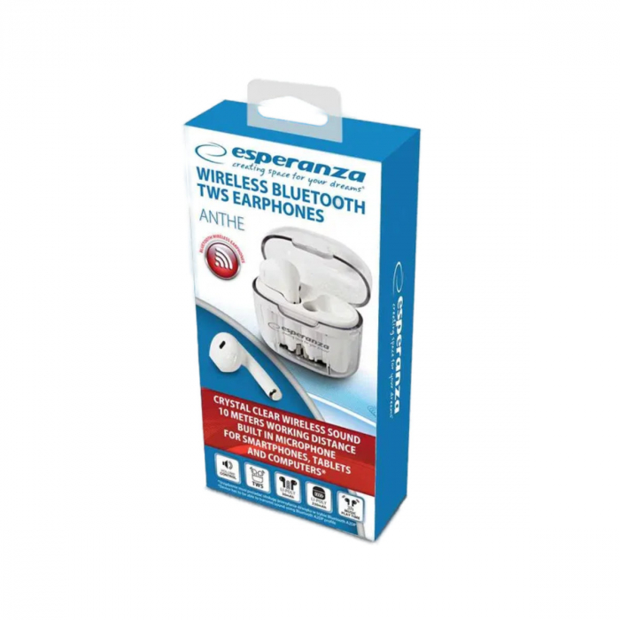 Casti In-Ear wireless TWS, Esperanza Anthe, Bluetooth v.5.3, cu statie de incarcare, 95996, albe [3]