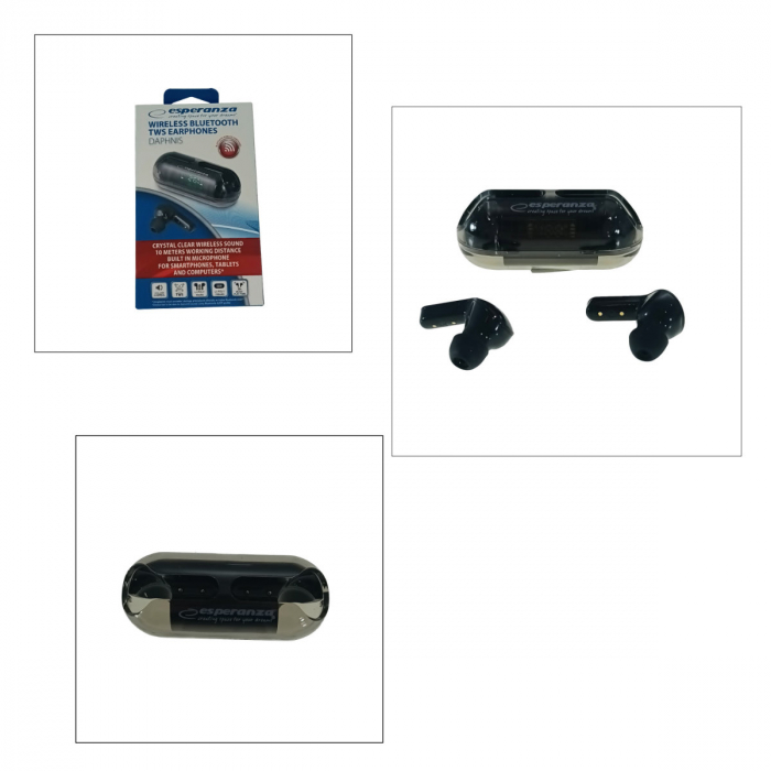 Casti In-Ear wireless TWS, Esperanza Daphnis, Bluetooth v.5.3, cu statie de incarcare, 96000, negre [4]