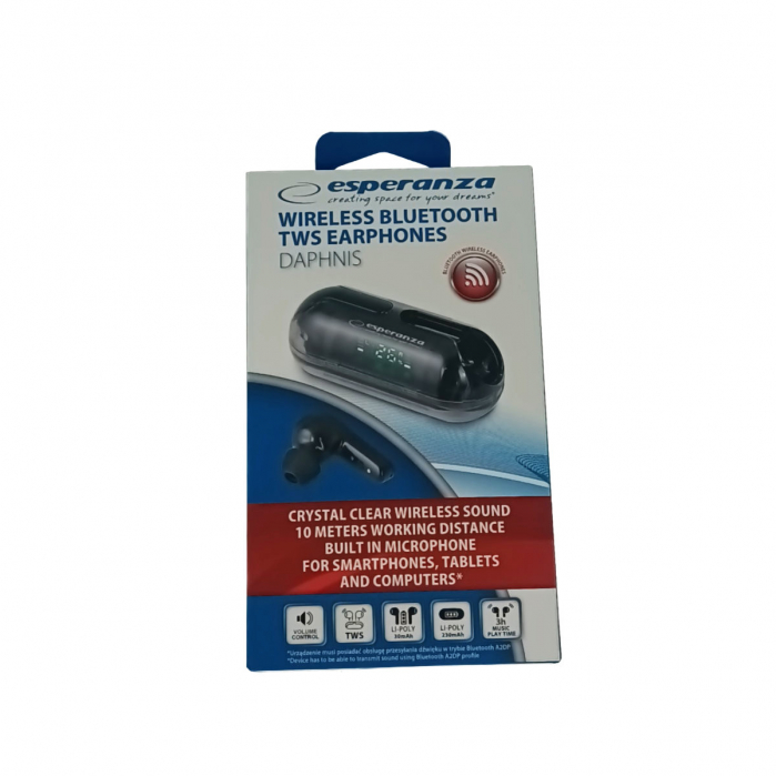 Casti In-Ear wireless TWS, Esperanza Daphnis, Bluetooth v.5.3, cu statie de incarcare, 96000, negre [5]