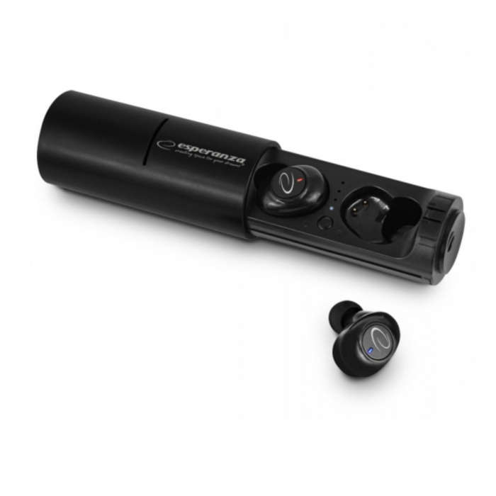 Casti In-Ear wireless TWS, Esperanza Laurel 95830, Bluetooth v.5.0, cu statie de incarcare si snur, negre [4]