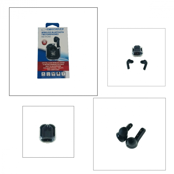 Casti In-Ear wireless TWS, Esperanza Methone, Bluetooth v.5.3, cu statie de incarcare, 95998, negru [5]