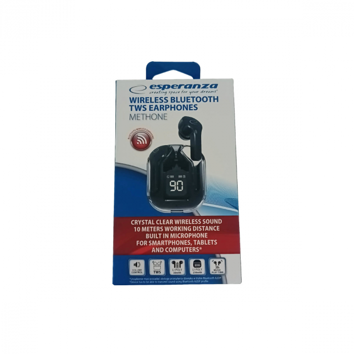 Casti In-Ear wireless TWS, Esperanza Methone, Bluetooth v.5.3, cu statie de incarcare, 95998, negru [4]
