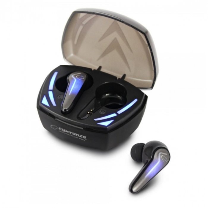 Casti In-Ear wireless TWS, Esperanza Xenon 95840, Bluetooth v.5.0, cu statie de incarcare, negre [2]