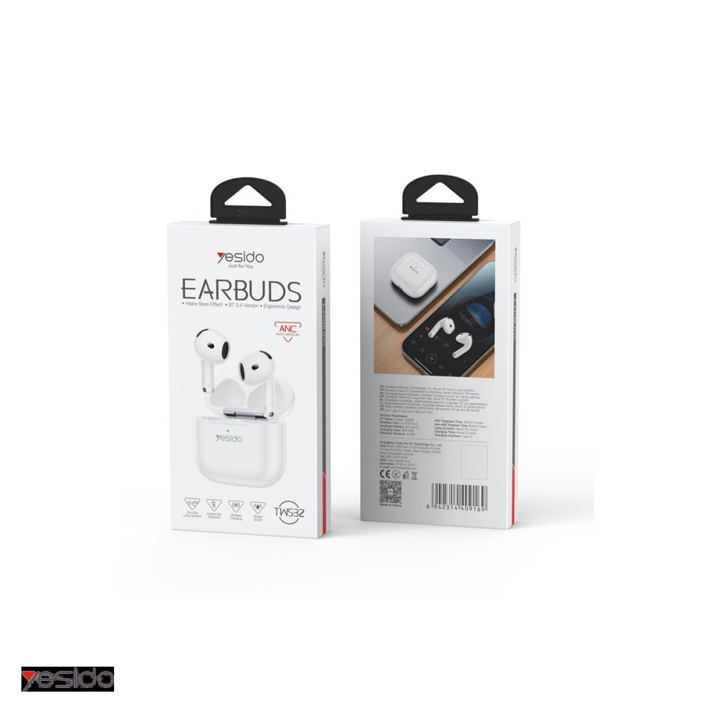 Casti in-ear Yesido TWS32, Bluetooth, cu ANC, albe [4]