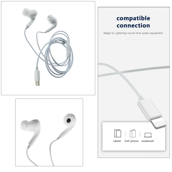 Casti JELLICO EP3A iPH, compatibile iPhone, cu microfon, cablu 1.2 m, In-Ear, design inclinat 45°, bass profund, albe [2]