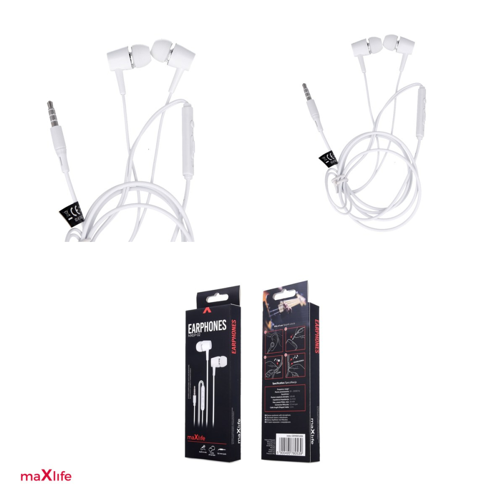 Casti Maxlife cu fir MXEP-02 jack 3,5 mm, cablu 1.2m, Alb [4]