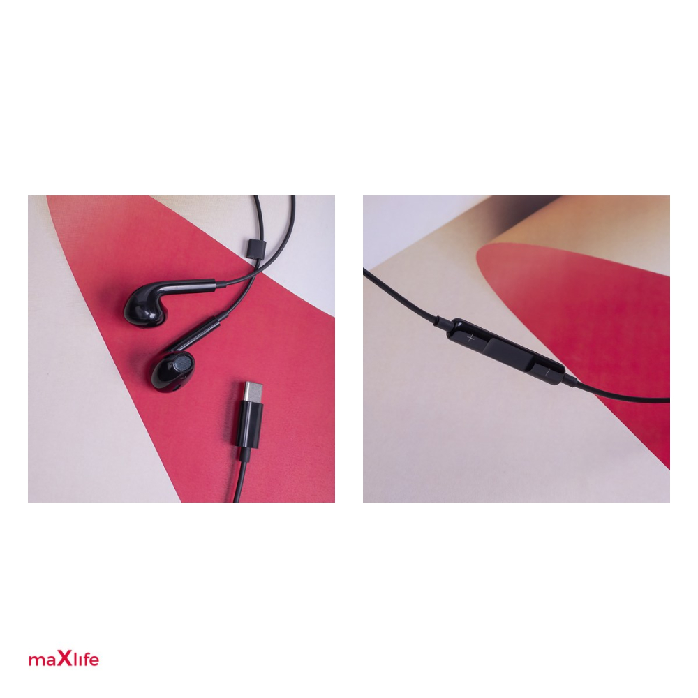 Casti Maxlife cu fir MXEP-04 USB-C, cablu 1.2m, Negru [5]