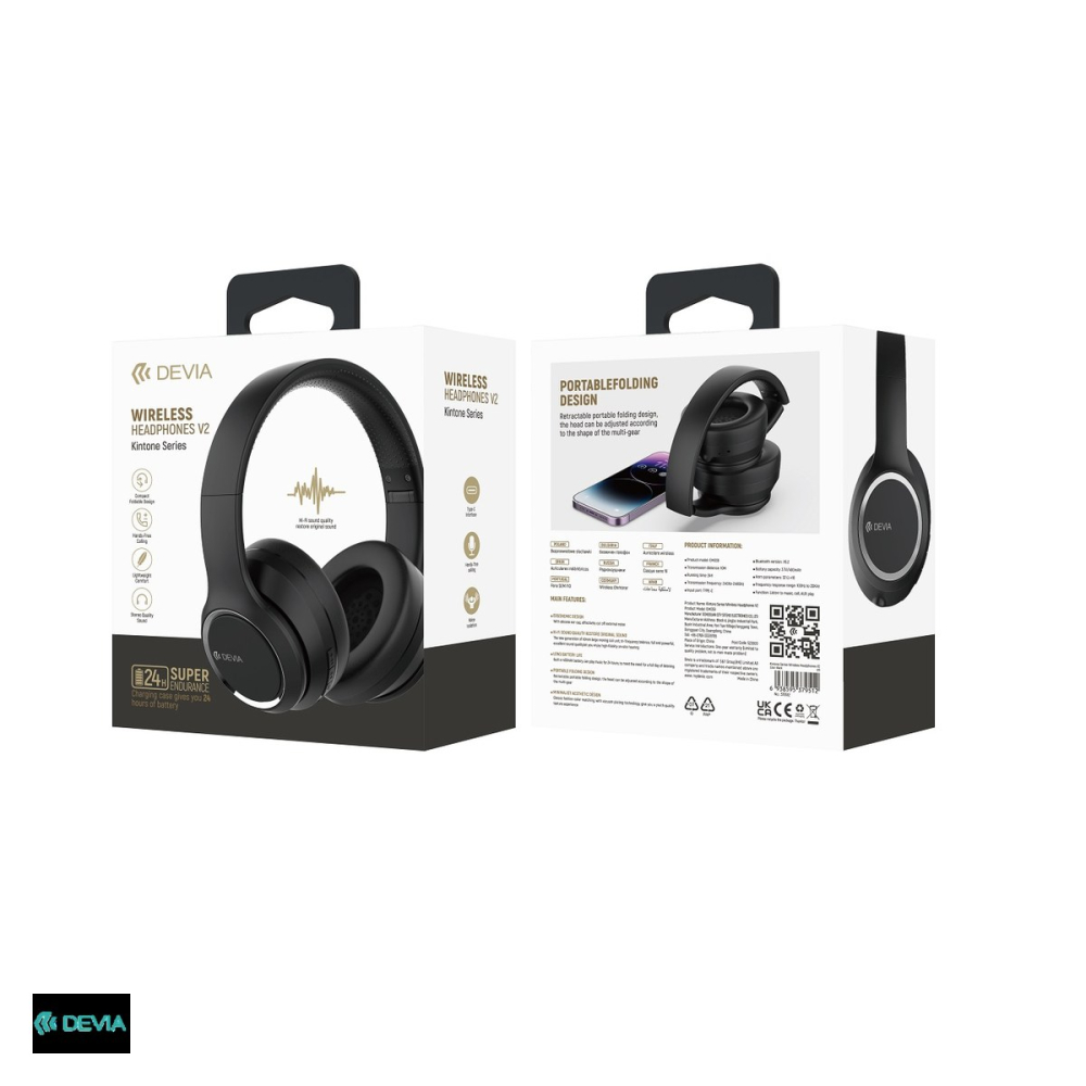 Casti on-ear Devia Kintone, Bluetooth, cu microfon, negre [4]
