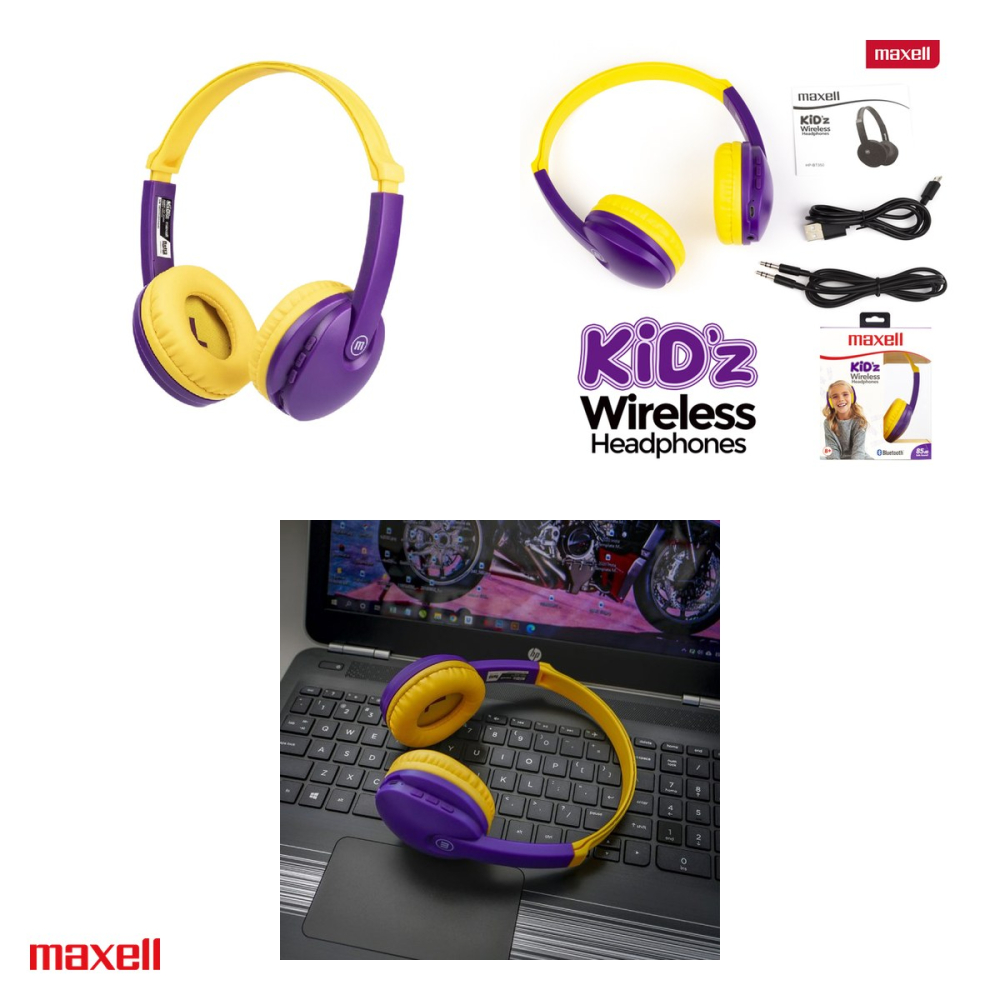 Casti on-ear fara fir pentru copii Maxell HP-BT350 Kidz, Bluetooth, sensibilitate 85 dB, violet cu galben [4]