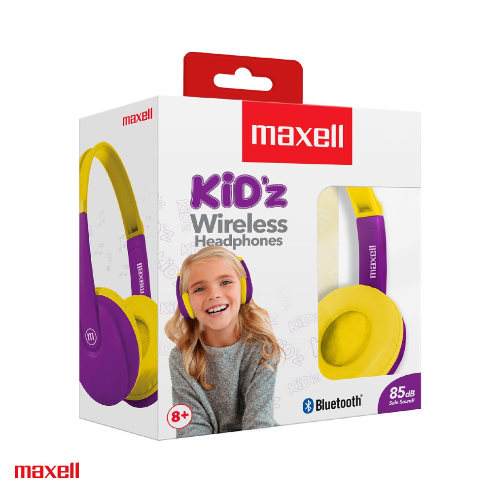 Casti on-ear fara fir pentru copii Maxell HP-BT350 Kidz, Bluetooth, sensibilitate 85 dB, violet cu galben [5]
