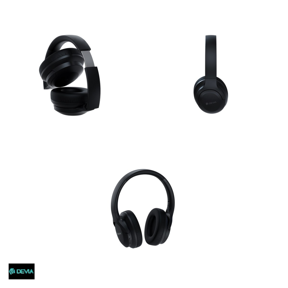 Casti over-ear Devia EarBass Pro1, Bluetooth, cu ANC, cu microfon, pliabile, negre [4]