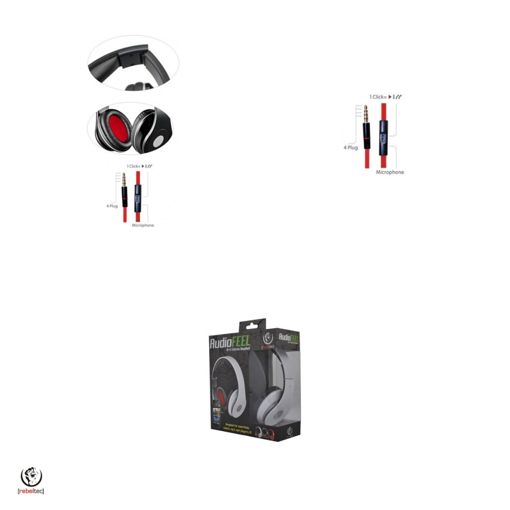 Casti Rebeltec cu fir AUDIOFEEL2, jack 3.5mm, cablu 1.6m, Negru [4]