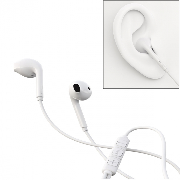 Casti semi-in-ear cu microfon, cablu 120cm si conector USB Tip C, Kintone A3 Digital, control pe fir, decodare digitala, pentru smartphone, albe [2]