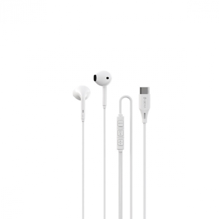Casti semi-in-ear cu microfon, cablu 120cm si conector USB Tip C, Kintone A3 Digital, control pe fir, decodare digitala, pentru smartphone, albe [3]