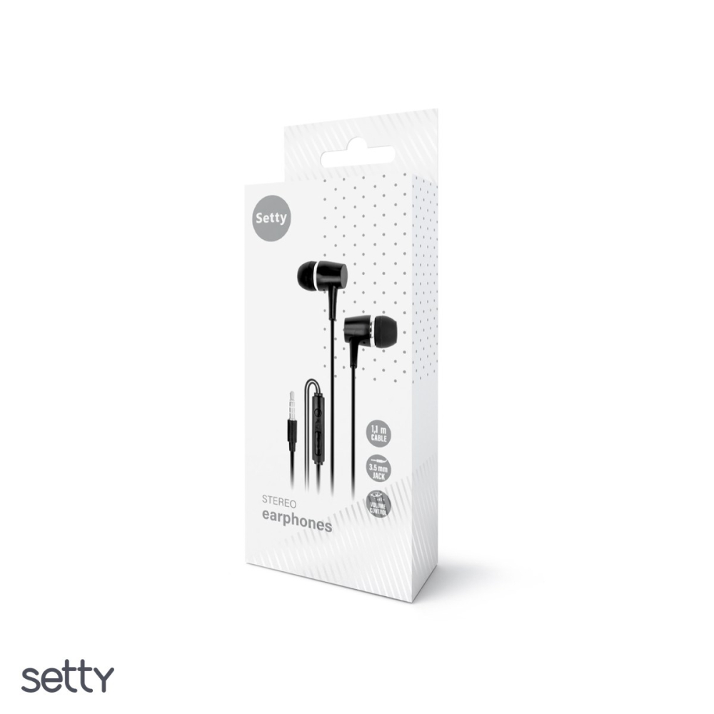 Casti Setty cu fir, jack 3.5mm, cablu 1.2m, cu microfon, Negru [4]