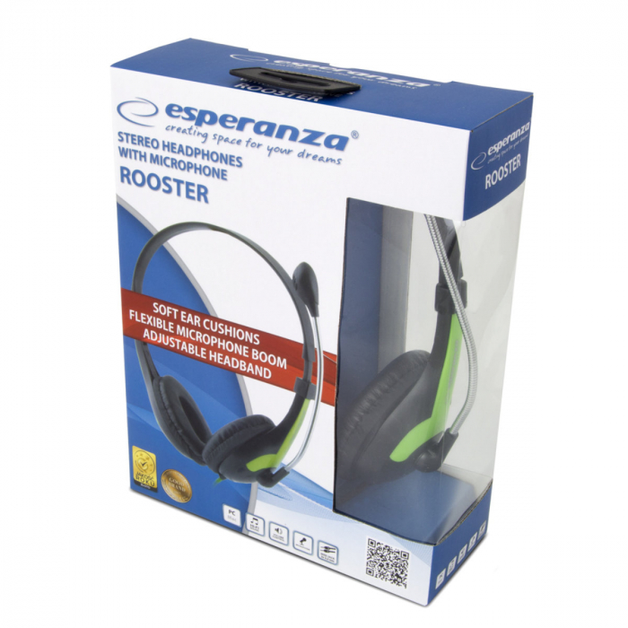 Setul cu casca stereo cu microfon si control al volumului, Esperanza, EH158G [4]