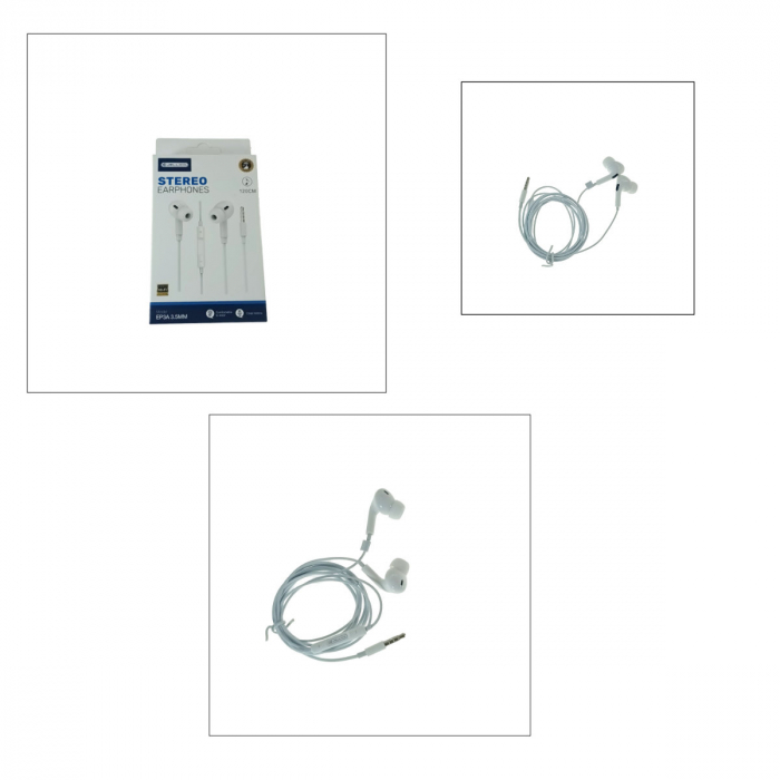 Casti stereo in-ear cu microfon, Jellico EP3A, conector Tip Jack 3.5 mm tata, control pe fir, lungime cablu 120 cm, albe [4]