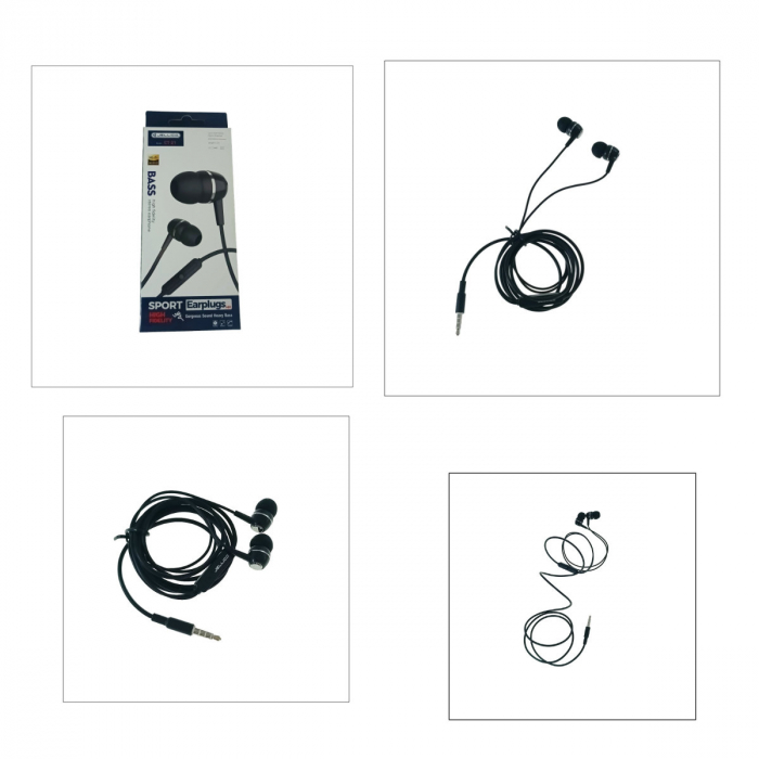 Casti stereo in-ear cu microfon, Sport Earplugs Jellico CT-21, conector Tip Jack 3.5 mm tata, control pe fir, lungime cablu 120 cm, negre [4]