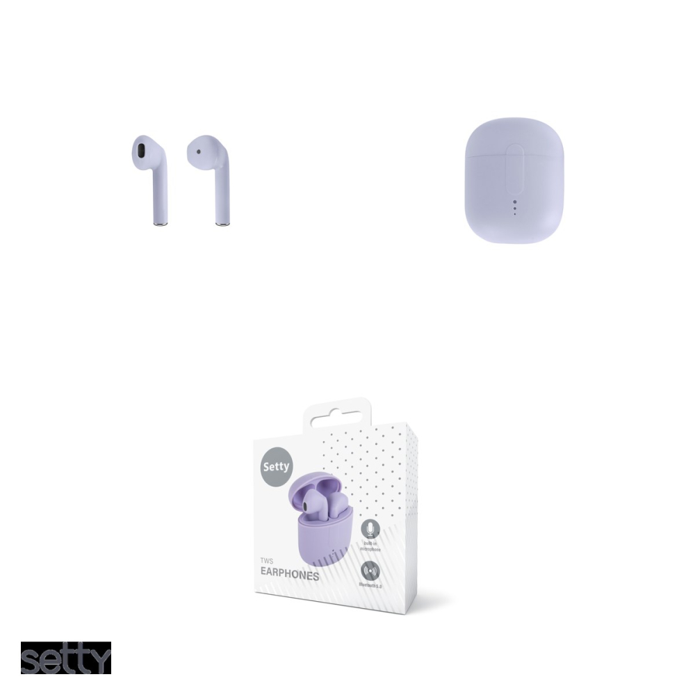Casti true wireless Setty STWS-19, Bluetooth, cu microfon, mov [4]