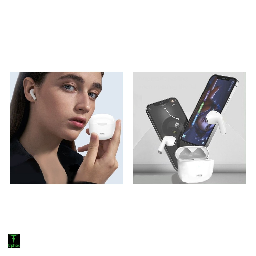 Casti true wireless T-Phox TWS-10, Bluetooth, cu ANC, albe [5]