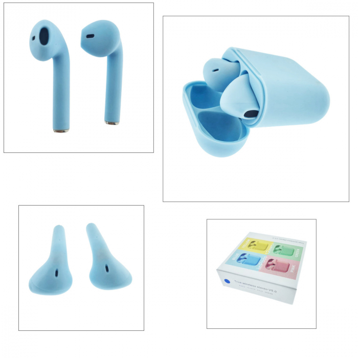 Casti wireless Bluetooth v.5.0, inPods 12 Simple, Touch Control, carcasa de incarcare, albastre [5]