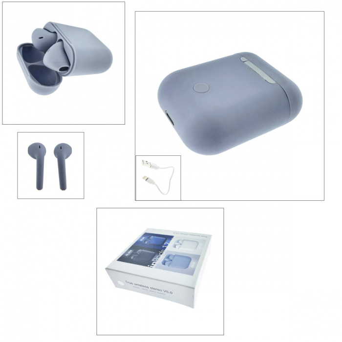 Casti wireless Bluetooth v.5.0, inPods 12 Simple, Touch Control, carcasa de incarcare, gri [4]