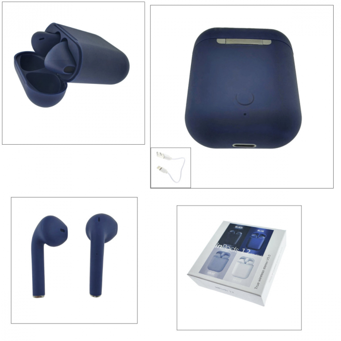 Casti wireless Bluetooth v.5.0, inPods 12 Simple, Touch Control, carcasa de incarcare, mov [5]