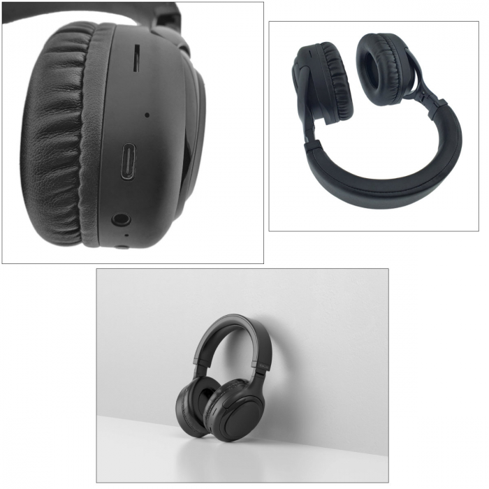 Casti Wireless JELLICO HD2 Stereo cu microfon, baterie 400 mAh, Bluetooth 5.3, AUX-In jack 3.5mm, slot card TF/microSD, reglabile si pliabile, compatibilitate universala, negre [3]