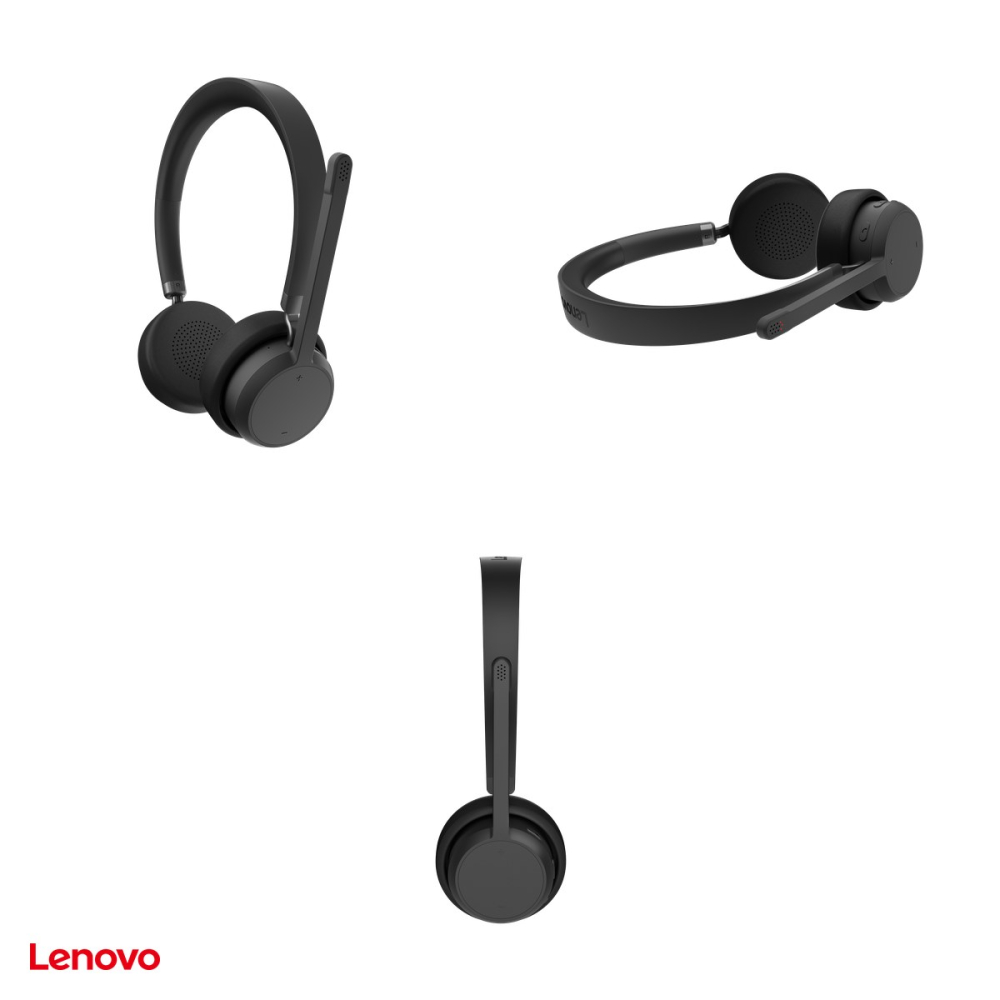Casti wireless Lenovo Wireless Stereo Headset, Bluetooth 5.3 multipoint, pana la 31 h convorbire, 3 microfoane cu ENC, difuzoare de 40 mm, negru, 4XD1Q30302 [4]