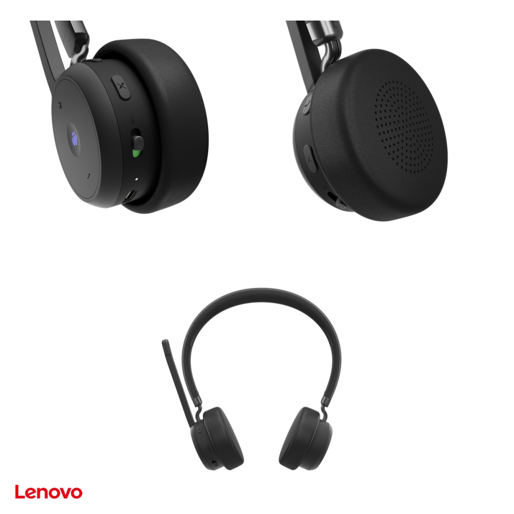 Casti wireless Lenovo Wireless VoIP Headset Teams, Bluetooth 5.3 cu receptor USB-A, pana la 31 h convorbire, 3 microfoane cu ENC, buton Teams, negru, 4XD1M80020 [5]