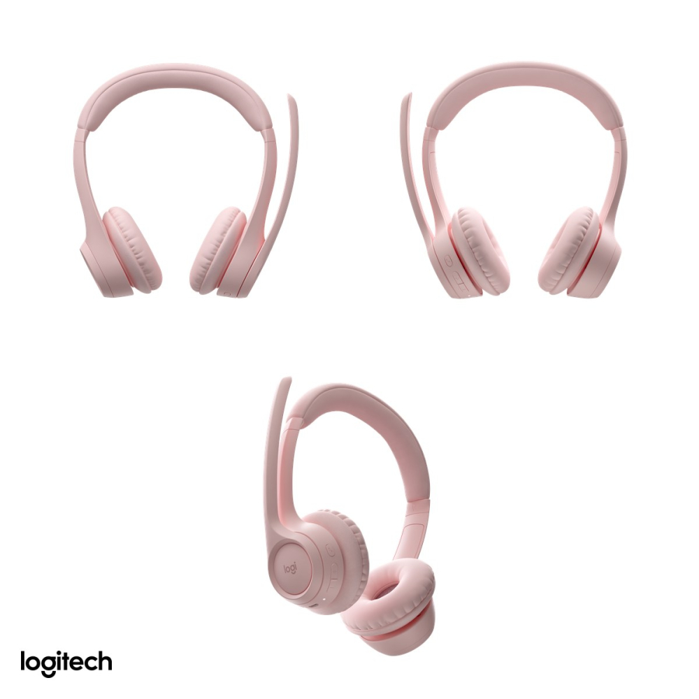 Casti wireless Logitech Zone 300, Bluetooth 5.3 multipoint, pana la 20 h ascultare, doua microfoane cu reducere a zgomotului, 122 g, roz, 981-001412 [4]