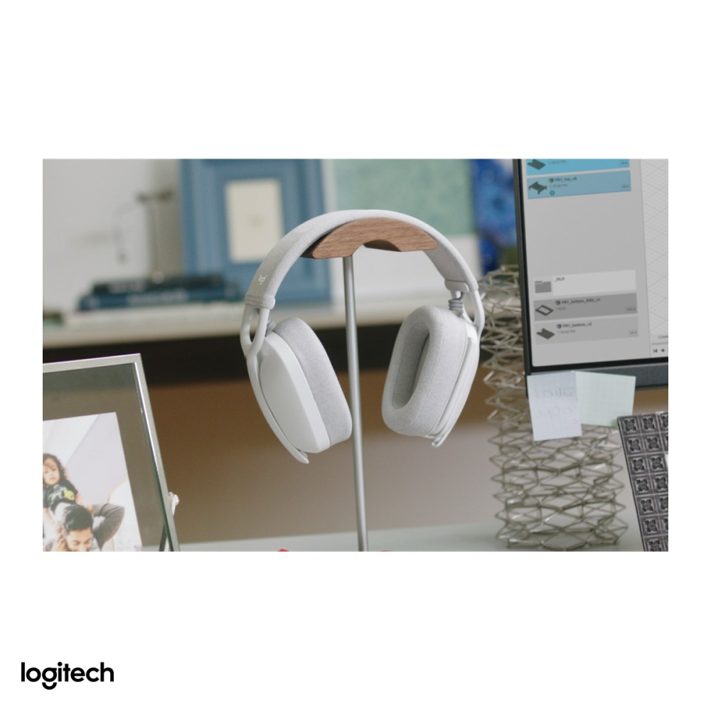 Casti wireless over-ear Logitech Zone Vibe 100, Bluetooth 5.2 multipoint, pana la 20 h ascultare, microfon flip-to-mute, 185 g, alb crem, 981-001219 [6]