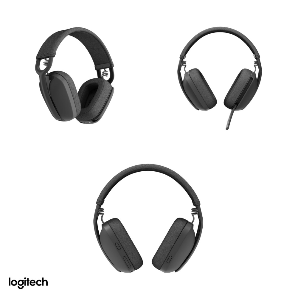 Casti wireless over-ear Logitech Zone Vibe 100, Bluetooth 5.2 multipoint, pana la 20 h ascultare, microfon flip-to-mute, 185 g, grafit, 981-001213 [4]