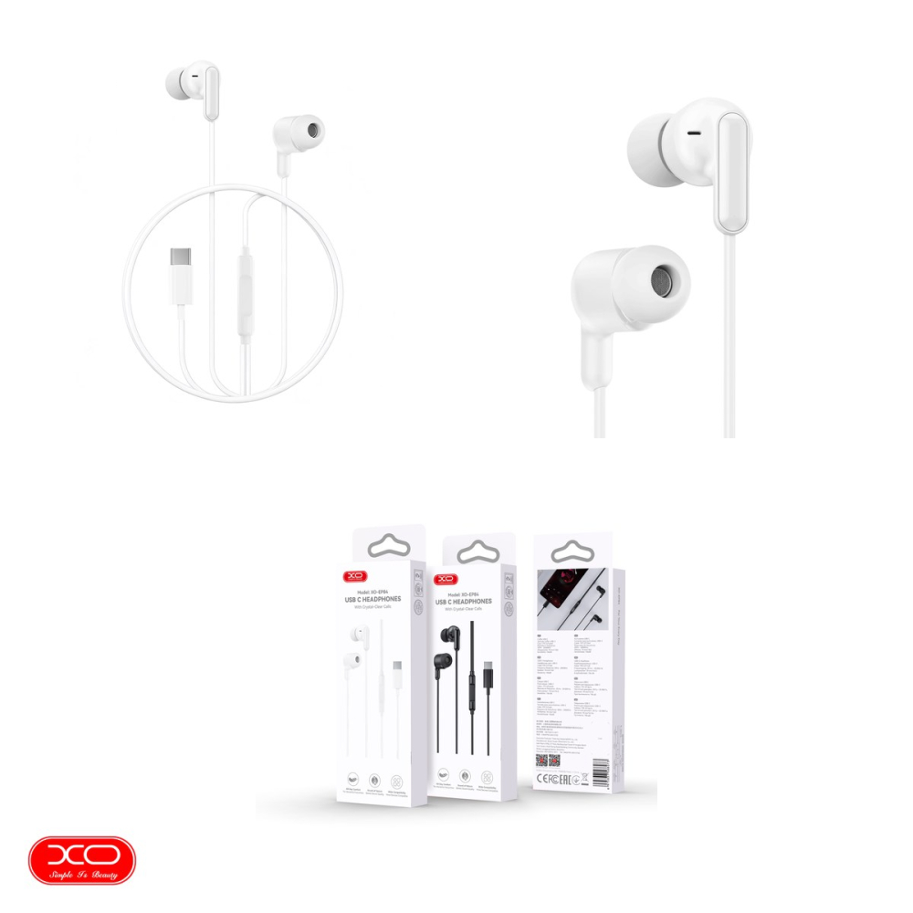 Casti XO cu fir EP84 USB-C, cablu 1.2m, Alb [4]