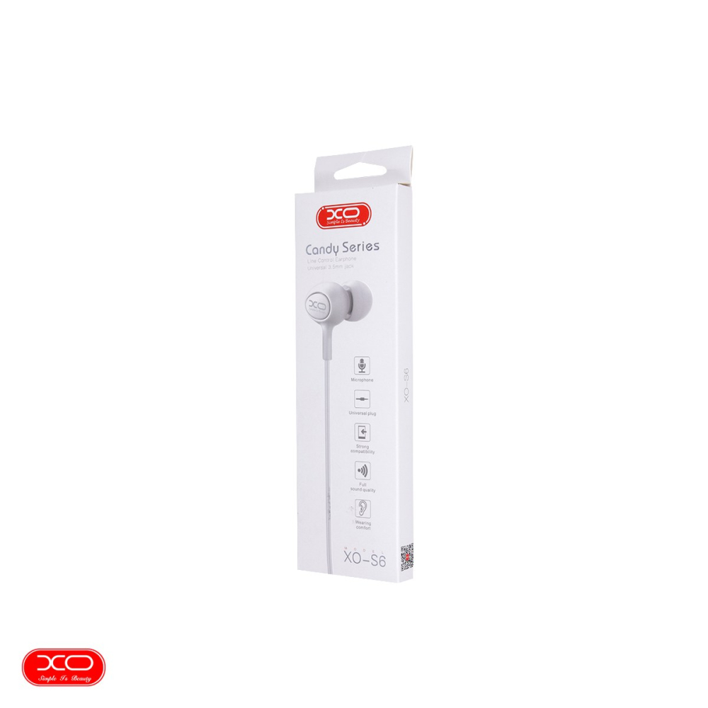 Casti XO cu fir S6 jack 3,5 mm, cablu 1.2m, Alb [4]