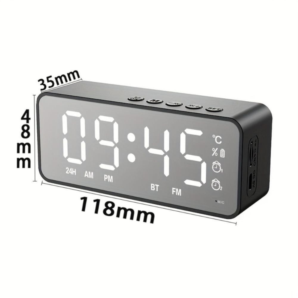 Ceas de Birou cu afisaj LED, SCL-01FM-S cu Radio FM, Difuzor Bluetooth 5.2, Alarma si Termometru [4]