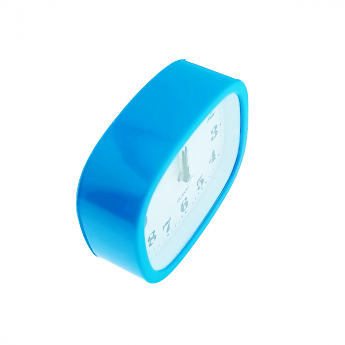 Ceas de masa cu alarma, afisaj analog, alimentare 1 x AA, cadran albastru, 124 x 105 x 40 mm, fond alb [4]