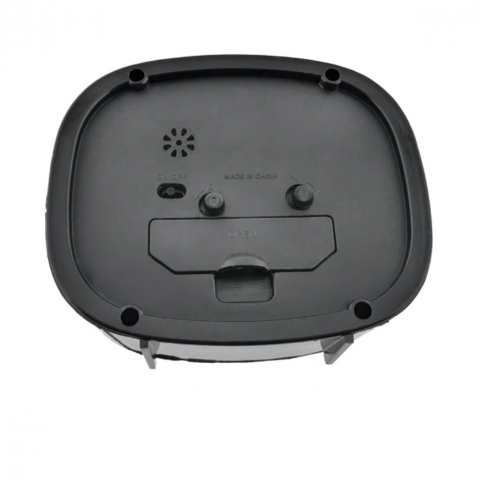 Ceas de masa cu alarma, afisaj analog, alimentare 1 x AA, cadran negru, 124 x 105 x 40 mm, fond alb [5]