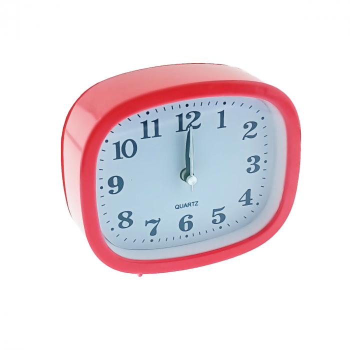 Ceas de masa cu alarma, afisaj analog, alimentare 1 x AA, cadran rosu, 124 x 105 x 40 mm, fond alb [2]