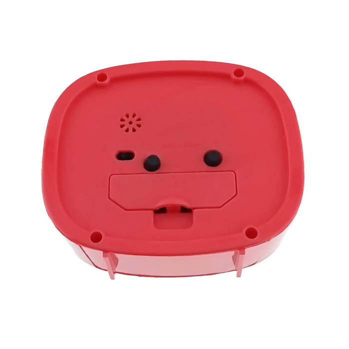 Ceas de masa cu alarma, afisaj analog, alimentare 1 x AA, cadran rosu, 124 x 105 x 40 mm, fond alb [5]