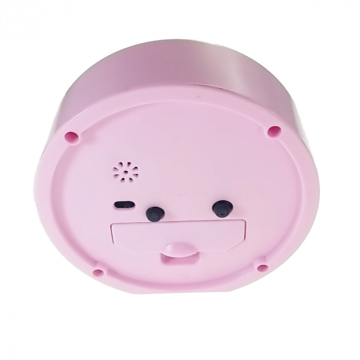 Ceas de masa cu alarma, afisaj analog, alimentare 1 x AA, cadran roz, 120 x 120 x 40 mm, fond alb [2]