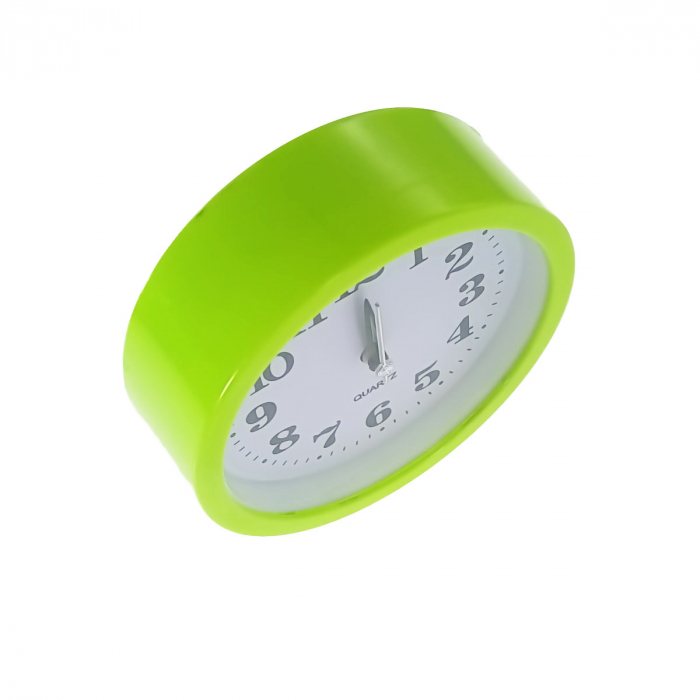 Ceas de masa cu alarma, afisaj analog, alimentare 1 x AA, cadran verde, 120 x 120 x 40 mm, fond alb [3]