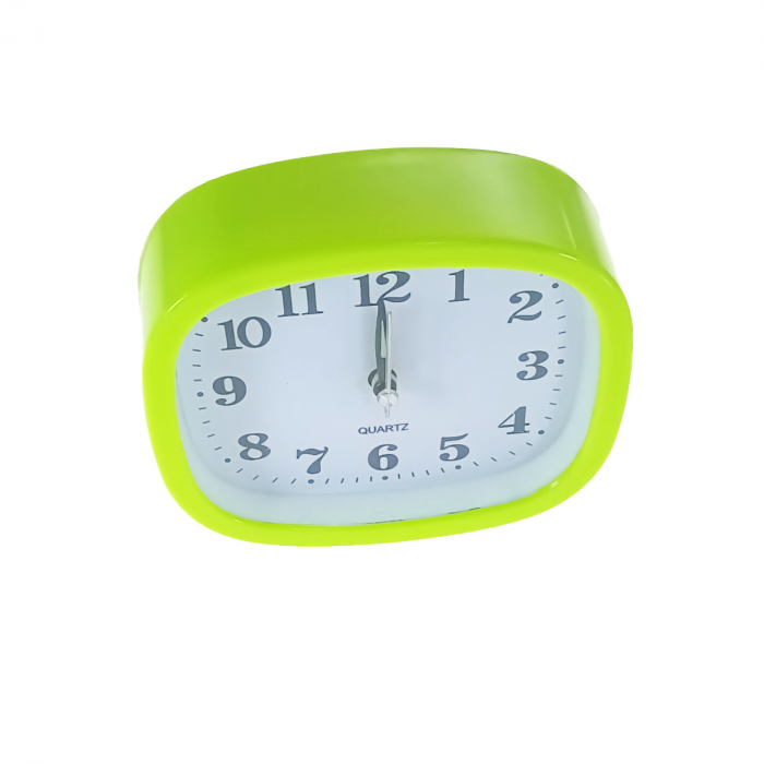 Ceas de masa cu alarma, afisaj analog, alimentare 1 x AA, cadran verde, 124 x 105 x 40 mm, fond alb [4]
