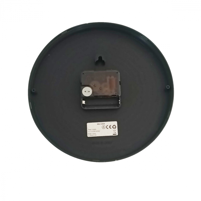 Ceas de perete silentios, cu design simplu, diametru 25 cm, afisaj analogic, cadran negru, fond alb [3]