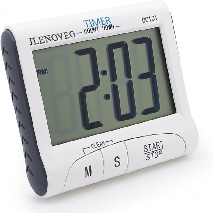 Ceas digital BLOW TH101, de interior, cu alarma si cronometru, suport de masa si magnet, 83x73x22mm, alb [2]